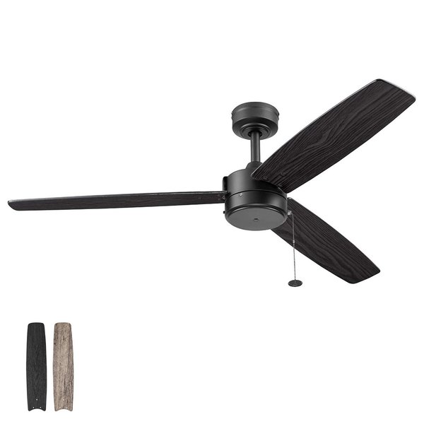 Prominence Home Journal, 52 in. Indoor/Outdoor Ceiling Fan with No Light, Matte Black 51466-40